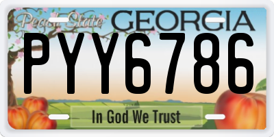 GA license plate PYY6786