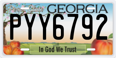 GA license plate PYY6792