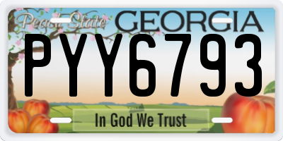 GA license plate PYY6793