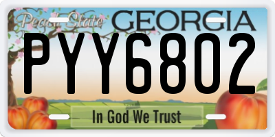 GA license plate PYY6802