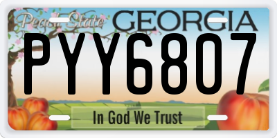 GA license plate PYY6807
