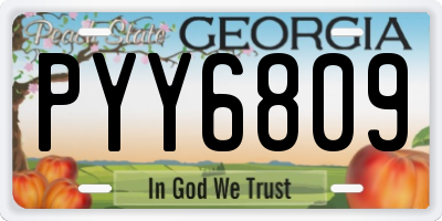GA license plate PYY6809