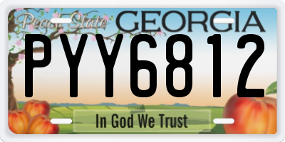 GA license plate PYY6812