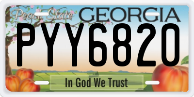 GA license plate PYY6820