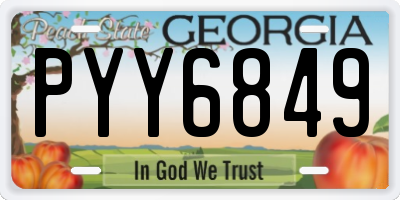 GA license plate PYY6849