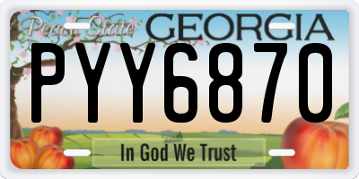 GA license plate PYY6870
