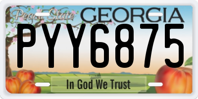 GA license plate PYY6875