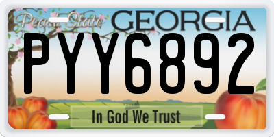 GA license plate PYY6892