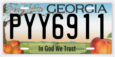 GA license plate PYY6911