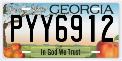 GA license plate PYY6912