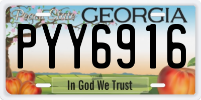 GA license plate PYY6916