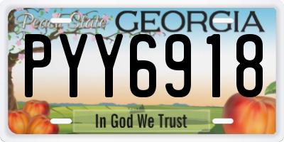 GA license plate PYY6918