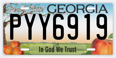 GA license plate PYY6919