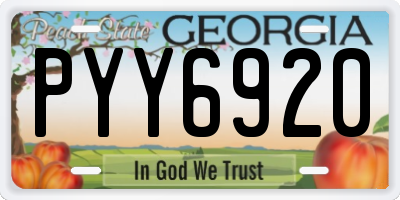 GA license plate PYY6920