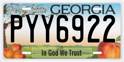 GA license plate PYY6922