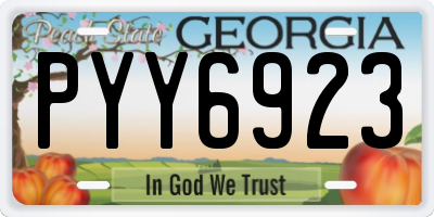 GA license plate PYY6923
