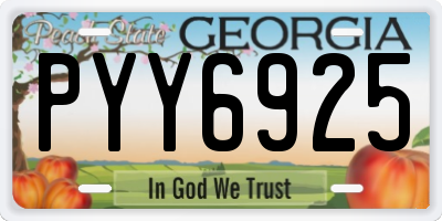 GA license plate PYY6925