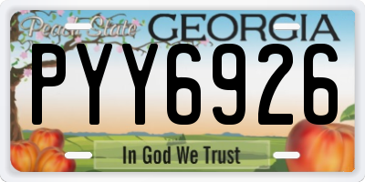 GA license plate PYY6926