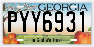 GA license plate PYY6931