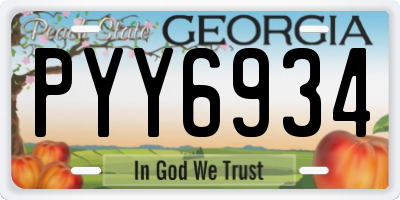 GA license plate PYY6934