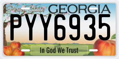 GA license plate PYY6935