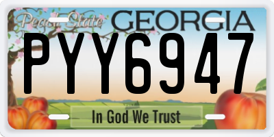 GA license plate PYY6947