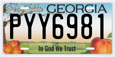 GA license plate PYY6981