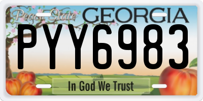 GA license plate PYY6983