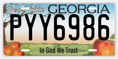 GA license plate PYY6986