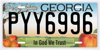 GA license plate PYY6996