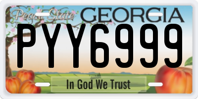 GA license plate PYY6999
