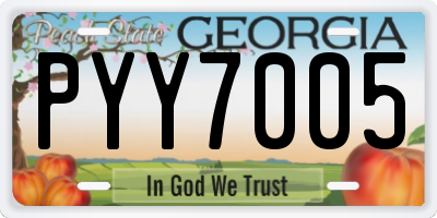 GA license plate PYY7005