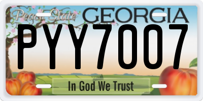 GA license plate PYY7007