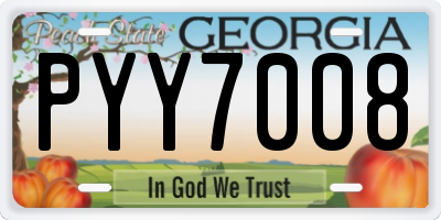 GA license plate PYY7008