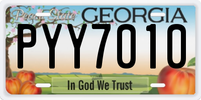 GA license plate PYY7010