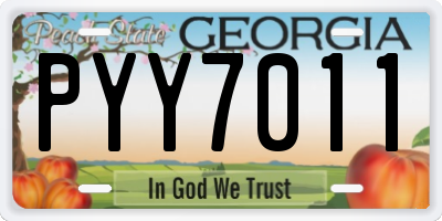 GA license plate PYY7011