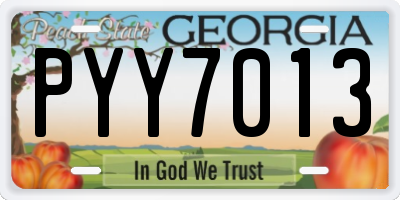 GA license plate PYY7013