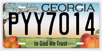 GA license plate PYY7014
