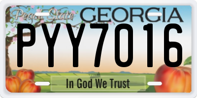 GA license plate PYY7016