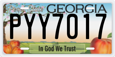 GA license plate PYY7017