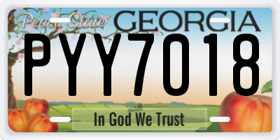 GA license plate PYY7018