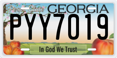 GA license plate PYY7019