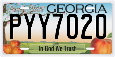 GA license plate PYY7020