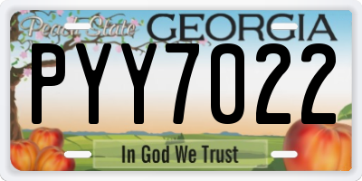 GA license plate PYY7022
