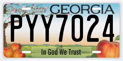 GA license plate PYY7024