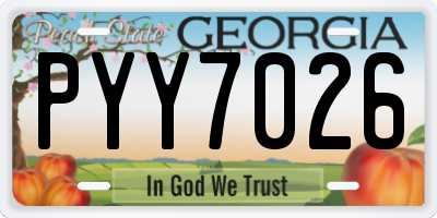 GA license plate PYY7026