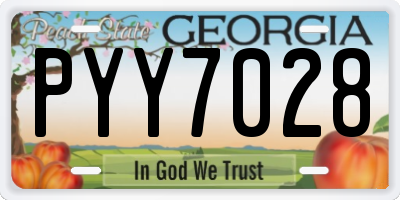GA license plate PYY7028