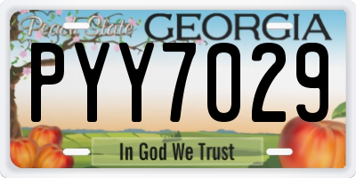 GA license plate PYY7029