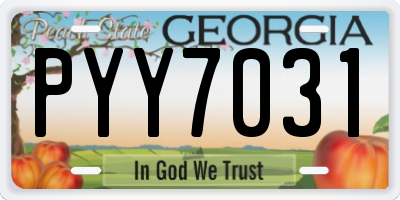 GA license plate PYY7031