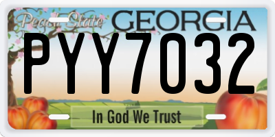GA license plate PYY7032
